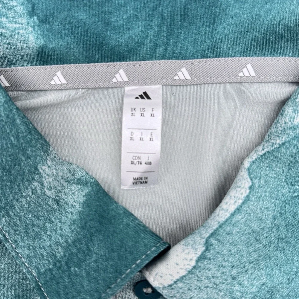 XL Adidas Men's Ultimate Polo Cloud Golf Shirt, Green/Wndr Silver, Size XL